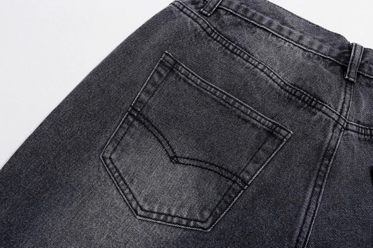 p230 (detail picture) 636#Gallery Dept New Basics Washed Black Gray Flared Splicing Jeans American Retro Casual Pants Black Gray S~XL